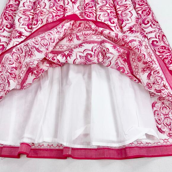 Talbots Women's Printed Tie Waist Midi Dress Size 6 Petite Pink Medallion - Picture 10 of 16